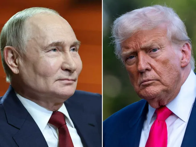 Side by side pictures of President Trump and President Putin
